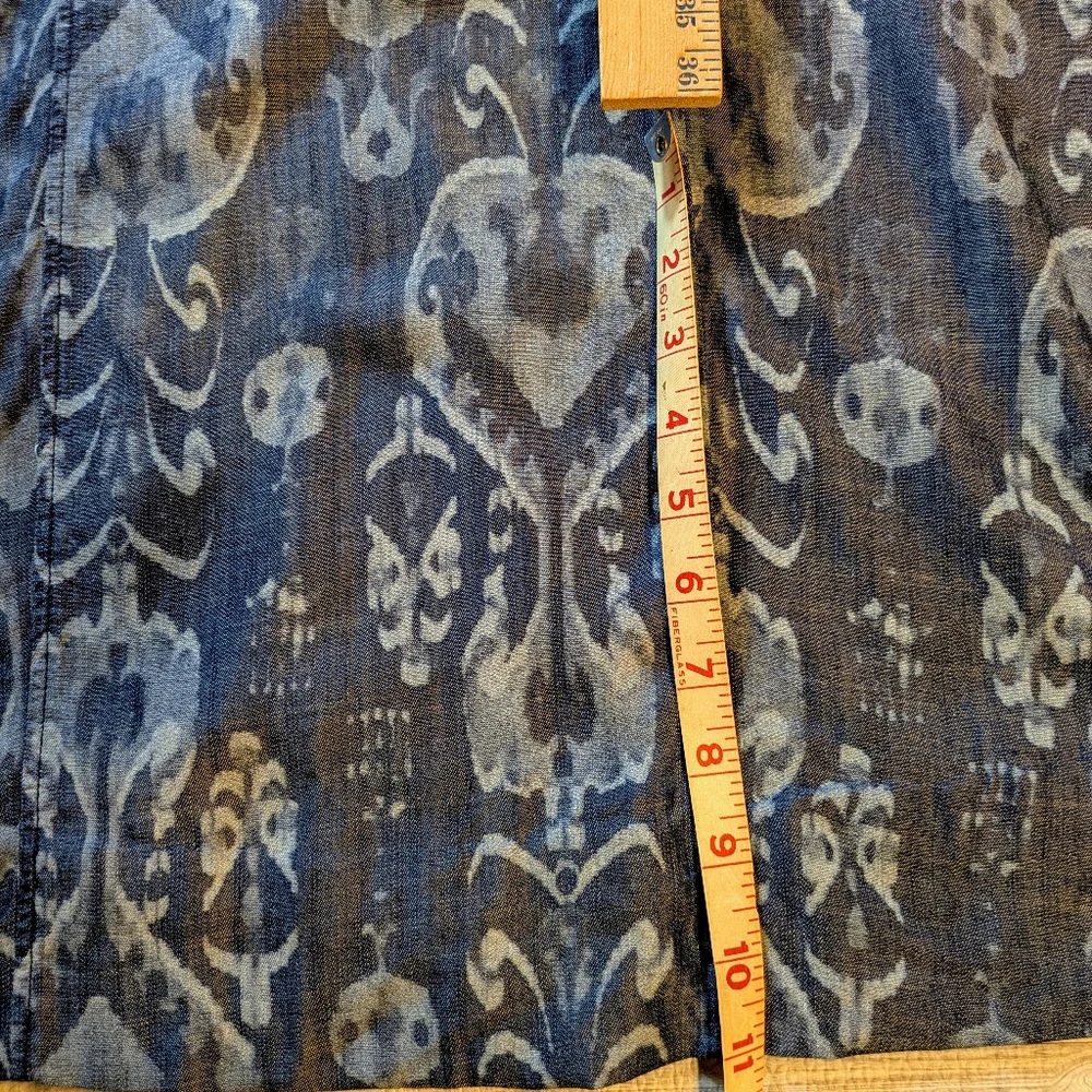 Chico’s Women’s‎ Blue Teaneck Ikat Print Maxi Shirt Dress, Comfy, Casual Sz 4P